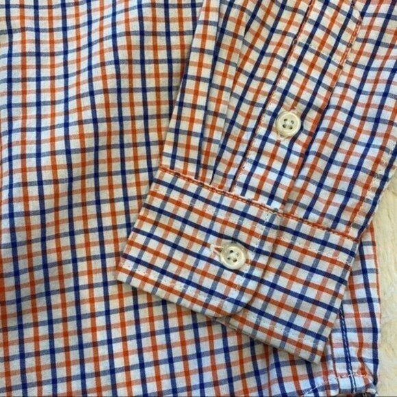 Chaps Button Front Dress Shirt Orange Blue - Picture 5 of 5